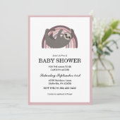 Sloth Rainbow Mauve Baby Girl Baby Shower Einladung (Stehend Vorderseite)