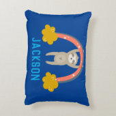 Sloth Rainbow Navy Blue Personalize Name Dekokissen (Rückseite(Vertikal))