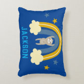 Sloth Rainbow Navy Blue Personalize Name Dekokissen (Vorderseite(Vertikal))