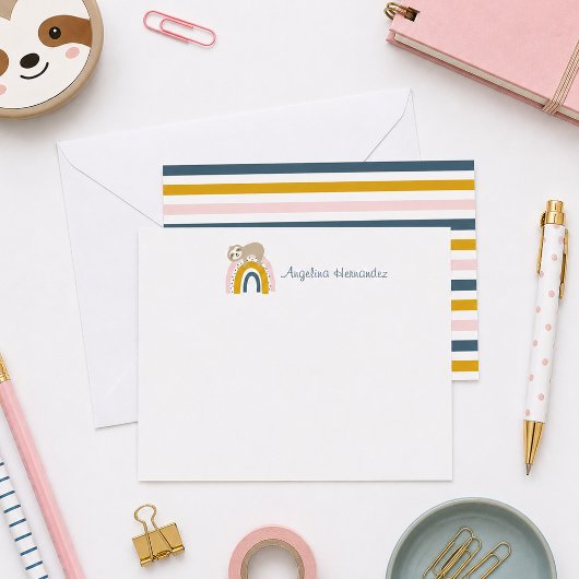 Sloth Rainbow Stationery Set Mitteilungskarte
