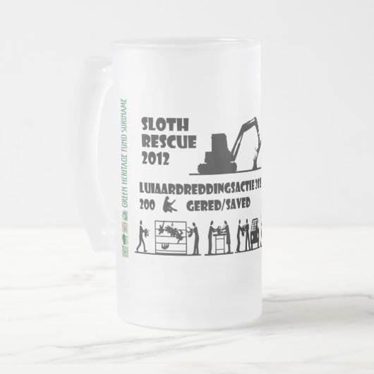 Sloth-Rehabilitations-Tasse Mattglas Bierglas (Vorderseite Links)