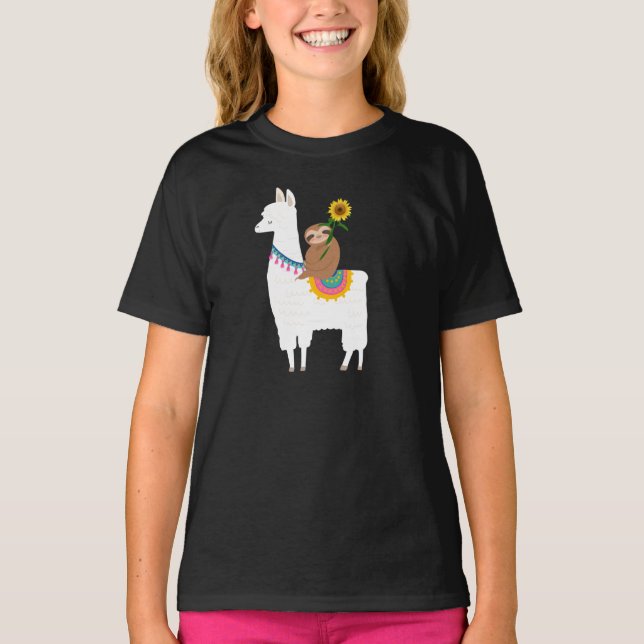 Sloth reitet auf Llama T-Shirt (Vorderseite)