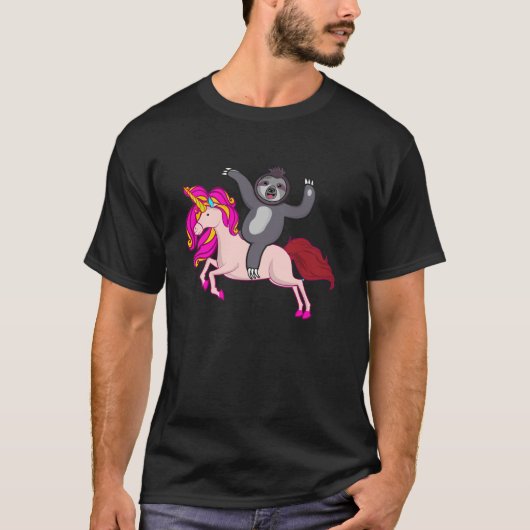 Sloth-Reitunicorn-lustiger TierT - Shirt (Vorderseite)