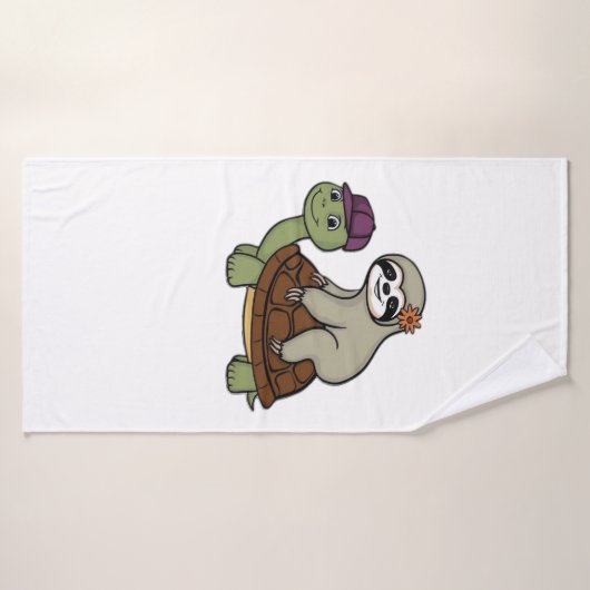 Sloth riding a turtle Classic T-Shirt Badehandtuch (Badehandtuch)