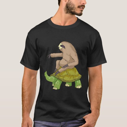 Sloth Riding A Turtle Funny Sloth T-Shirt (Vorderseite)