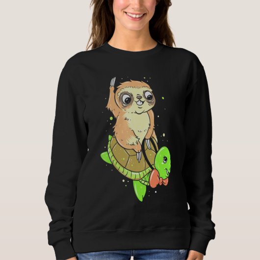 Sloth Riding A Turtle Slotle Sloth Classic Sweatshirt (Vorderseite)