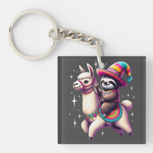 Sloth Riding auf Llama-Niedlichen Tieren Kindermäd Schlüsselanhänger