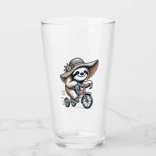 Sloth Riding Bike Glas (Vorderseite)