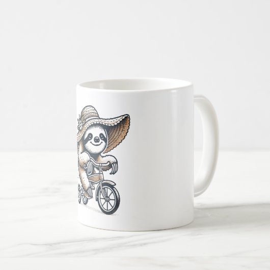 Sloth Riding Bike Kaffeetasse (VorderseiteRechts)