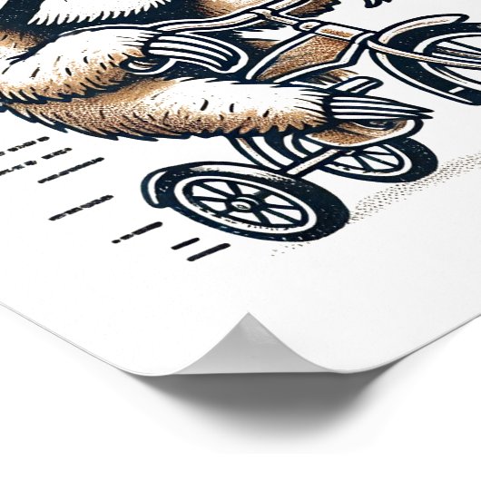 Sloth Riding Bike Poster (Ecke)