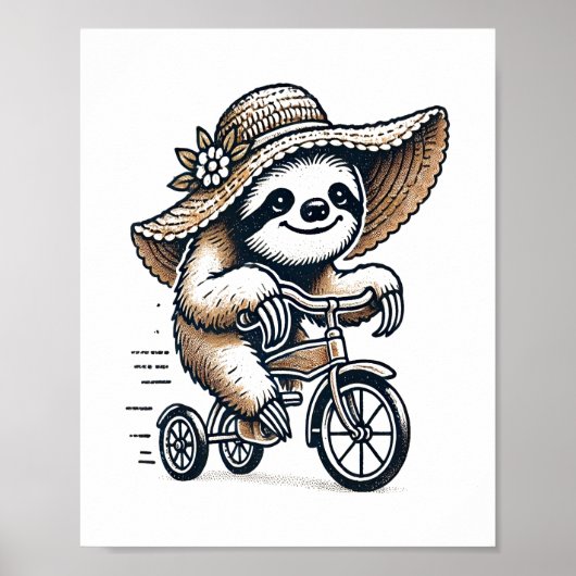 Sloth Riding Bike Poster (Vorne)