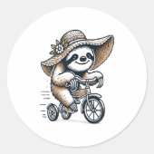 Sloth Riding Bike Runder Aufkleber (Vorderseite)
