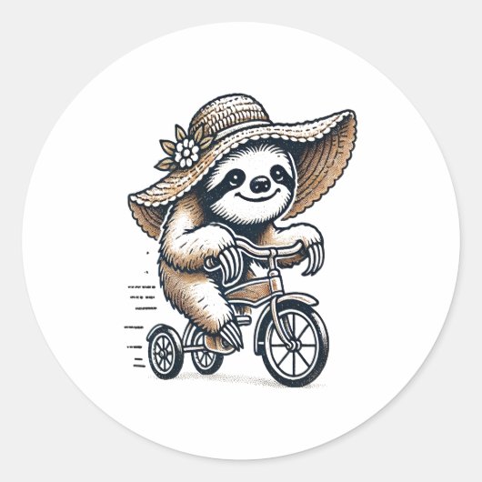 Sloth Riding Bike Runder Aufkleber (Vorderseite)