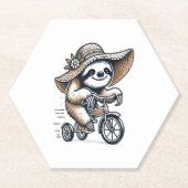 Sloth Riding Bike Untersetzer (Vorderseite)