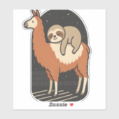 Sloth Riding Llama Aufkleber (Blatt)