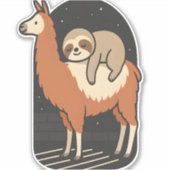 Sloth Riding Llama Aufkleber (Vorderseite)