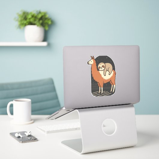 Sloth Riding Llama Aufkleber (Laptop auf Schreibtisch)