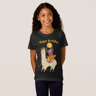 Sloth Riding Llama Birthday Custom T - Shirt