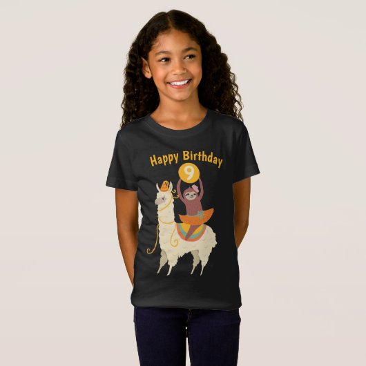 Sloth Riding Llama Birthday Custom T - Shirt (Vorne ganz)