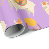 Sloth Riding Llama Birthday Geschenkpapier (Rolleneckpunkt)