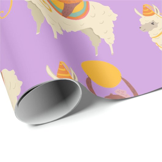 Sloth Riding Llama Birthday Geschenkpapier (Rolleneckpunkt)