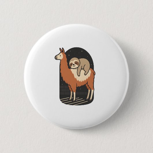 Sloth Riding Llama Button (Vorderseite)