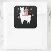 Sloth Riding Llama Funny Christmas Scarf Weihnacht Quadratischer Aufkleber (Tasche)