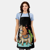 Sloth Riding Llama Funny Valentines Day Schürze (Getragen)