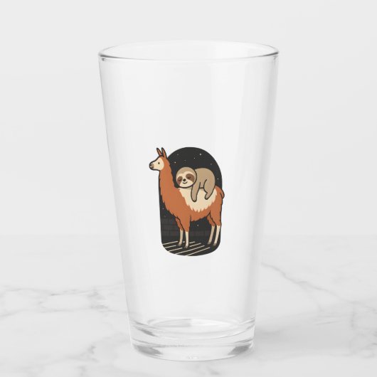 Sloth Riding Llama Glas (Vorderseite)