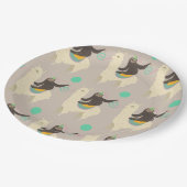 Sloth Riding Llama Gray Birthday Paper Tellers Pappteller (Schrägansicht)