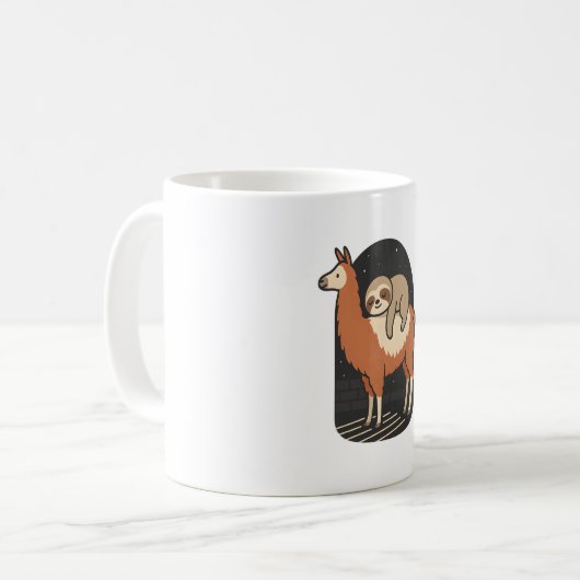 Sloth Riding Llama Kaffeetasse (Vorderseite Links)