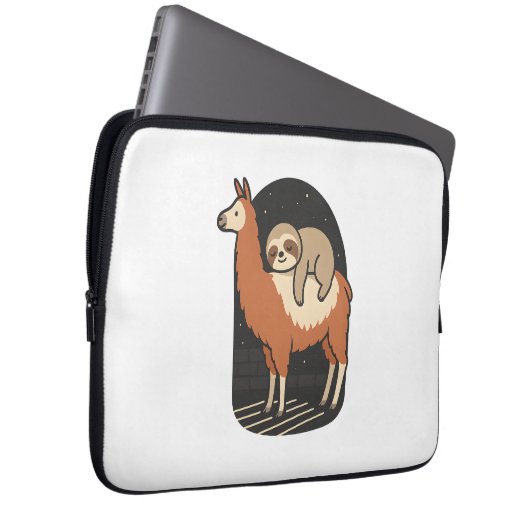 Sloth Riding Llama Laptopschutzhülle (Vorne Rechts)
