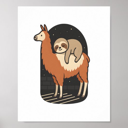 Sloth Riding Llama Poster (Vorne)