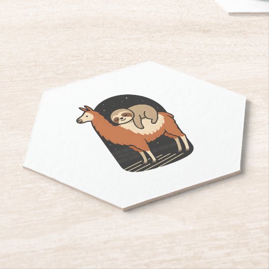 Sloth Riding Llama Untersetzer (angewinkelt)