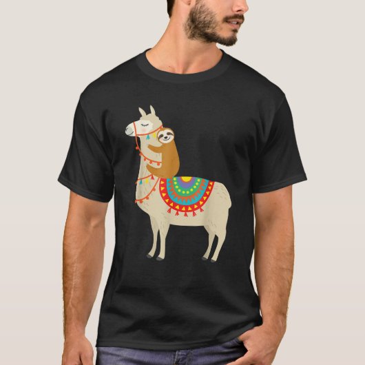 Sloth Riding Llama Weihnachtsfrauen Männer Kinder  T-Shirt (Vorderseite)