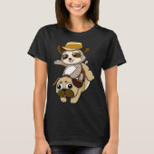 Sloth Riding Mops Hunde Kinder T-Shirt (Vorderseite)