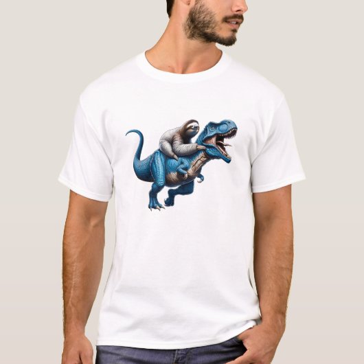 Sloth Riding T-Rex Dinosaur Lover T-Shirt (Vorderseite)