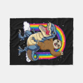 Sloth Riding T-rex Dinosaur Rainbow Funny Animals Fleecedecke (Vorderseite (Horizontal))