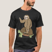 Sloth Riding Turtle Lazy and Slow T-Shirt (Vorderseite)