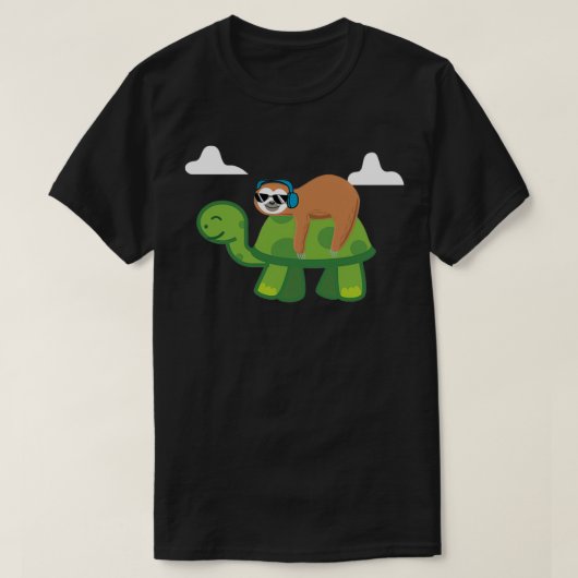 Sloth Riding Turtle Lazy Sloth Gift T-Shirt (Design vorne)