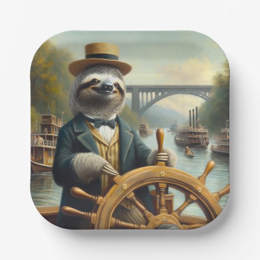 Sloth Riverboat Captain Pappteller (Vorderseite)