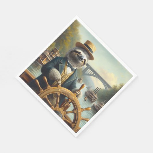 Sloth Riverboat Captain Serviette (Ecke)