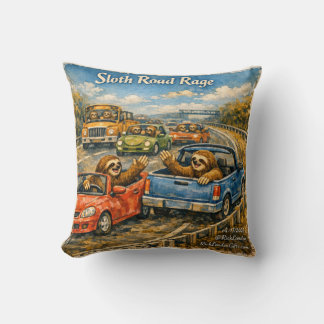 Sloth Road Rage – Rockwell‑Inspired Watercolor Car Kissen