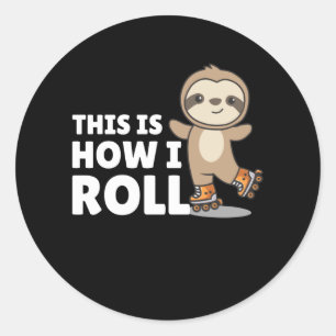 Sloth Roller Skate Funny Animals Roller Skate Runder Aufkleber