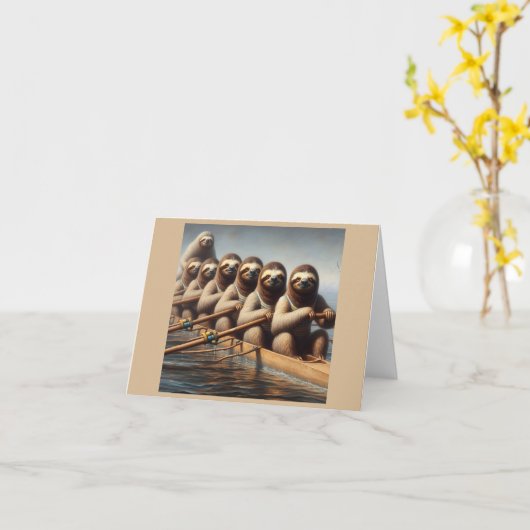 Sloth Rowing Team Karte (Gelbe Blume)