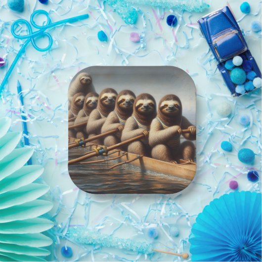 Sloth Rowing Team Pappteller (Party)