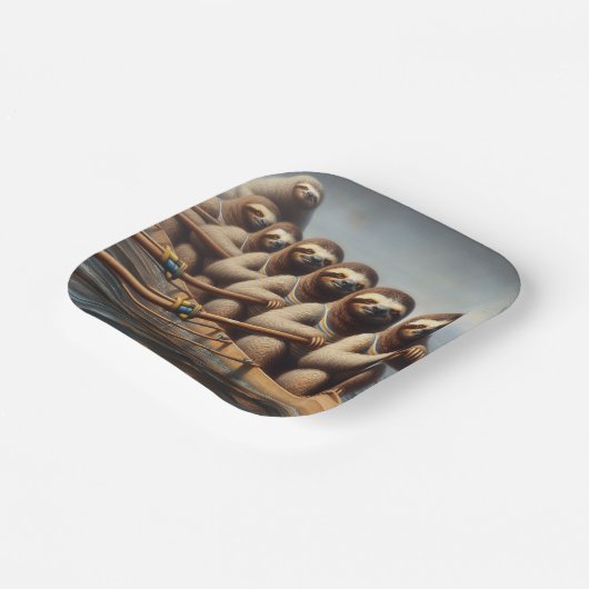 Sloth Rowing Team Pappteller (Gewinkelt)