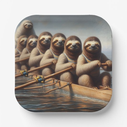 Sloth Rowing Team Pappteller (Vorderseite)