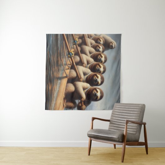 Sloth Rowing Team Wandteppich (Beispiel (Horizontal))