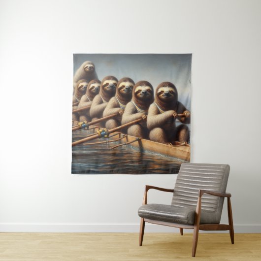 Sloth Rowing Team Wandteppich (Beispiel)